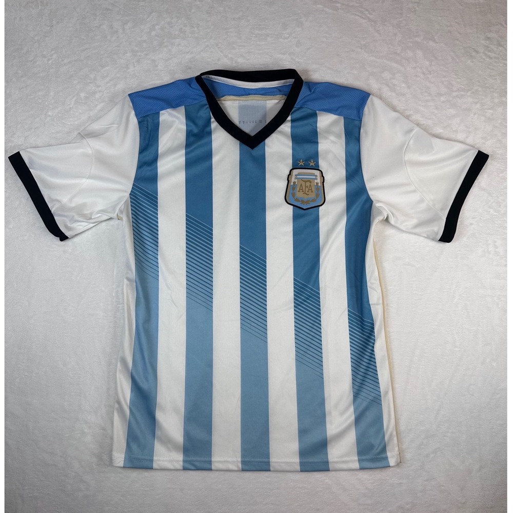 Argentina National Team Soccer Jersey Blue White Striped AFA Mens Medium M